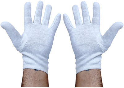 Creeknest Sun Protection Summer Cotton Cricket Riding Hand Gloves for Men & Women- 1 Pair Riding Gloves(White)