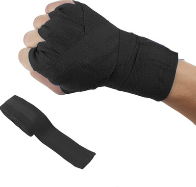Monika Sports Flexible Boxing & Gym Fitness Tape Gloves, Support Gloves Handwrap Boxing Gloves(Black)