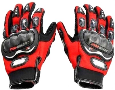 Zepto Protective Pro-Biker Full Riding Gloves(Red, black)