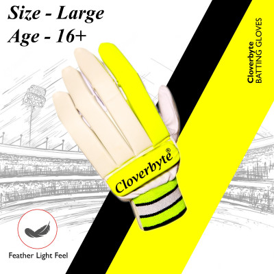 CLOVERBYTE Cricket Batting Gloves Idol For Men Age 16+ Years Suitable for Professional Batting Gloves(Yellow, White)