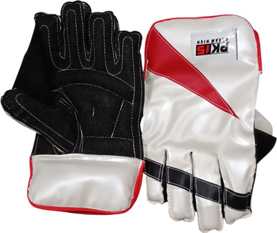 PK15 WICKET KEEPING GLOVES HALF LEATHER WHITE/BLACK Wicket Keeping Gloves(WHITE/BLACK)