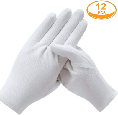 Owlix Cotton Hand Gloves Pack of 12 Pic Or 6 PAir Inner Gloves Wicket Keeping Gloves(White)