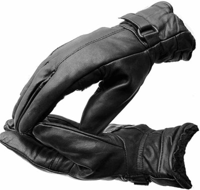 PEENAKIN BLACK LEATHER GLOVES Riding Gloves(Black)