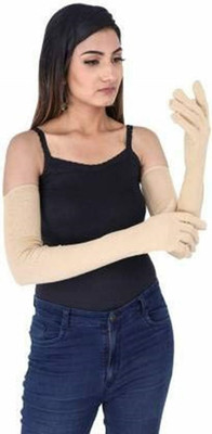 HOUSE OF COMMON Cotton Sunlight UV and Dust Protection Full Hand Summer Arm Sleeves Gloves S2 Driving Gloves(Khaki)