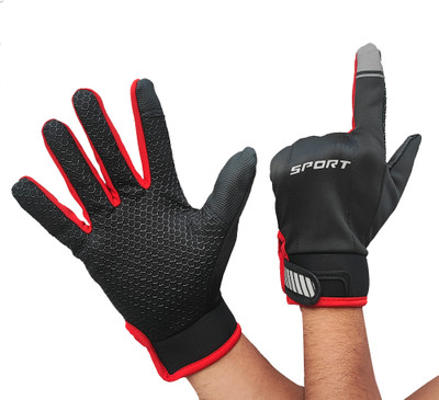 DreamPalace India Protective Full Finger Bike Gloves for Men & Women Riding Gloves(Red)