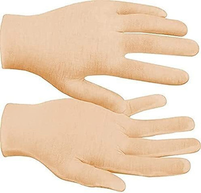 Amalya Soft Cotton Full Hand Gloves Beige Reusable Washable Protective Riding Gloves(BEING)