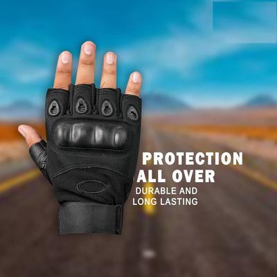 ZARRY Half Finger Bike Hand Glove for Riding, Shooting, Gym and Cricket Gloves for Men Driving Gloves(Black)