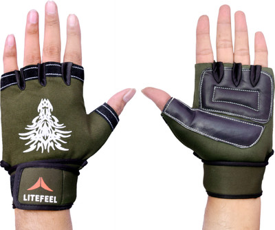 VELLY FIVE Mens&Womens Comfortable Gym Sports And Riding Gloves Gym & Fitness Gloves(Olive Green)