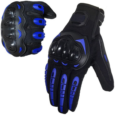 TUHI Motorcycle Gloves Breathable Anti-Slip with Good Grip Hard Knuckles Protection Driving Gloves(Black & Blue)