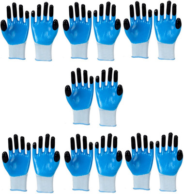 RBGIIT Heavy Duty Nitrile Cut Resistant Safety Gloves Ideal in industrial use & Sports Riding Gloves(Blue, Black)