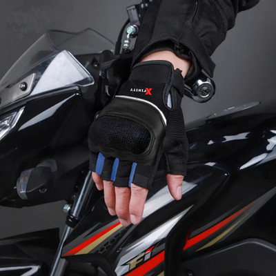 xfinity Riding Gloves Half Finger Shockproof Hard Knuckle Breathable AntiSlip Motorcycle Riding Gloves(Blue, Black)
