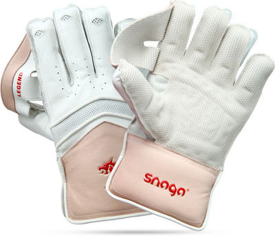 Snaga Premium Leather Wicket Keeping Gloves, Premium Quality for Elite Performance Wicket Keeping Gloves(White)