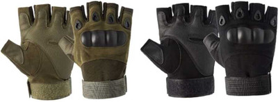 GYMGALAXY Combo Half Finger Tactical Glove Green & Black bike Riding Glove Riding Gloves(BLACK & GREEN)