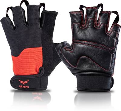 Xtrim One Fit Pro Unisex Leather Gym Gloves One Size Fits All In