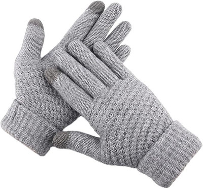 DreamPalace India Winter Woolen Touchscreen Gloves Women Men Winter Autumn Gloves Riding Gloves(Grey)