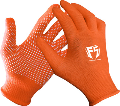 Fervor Spel PVC Dotted (Anti Slip) Gloves Batting Gloves(Orange)