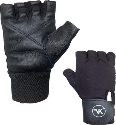 VK Fashions Stylish and Long Lasting Leather Hunter Gym & Fitness Gloves(Black)