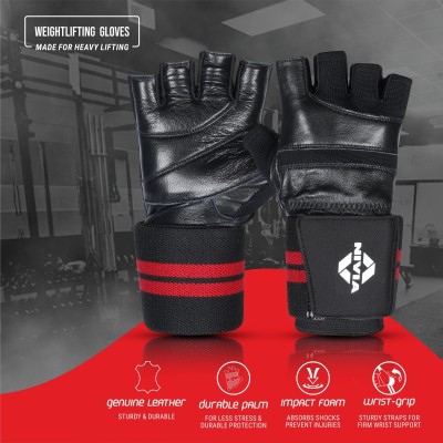 NIVIA Wristlock Weightlifting Gloves Gym & Fitness Gloves(Black)