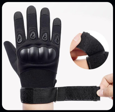 JAI SHRI Full Finger Hard Knuckle Tactical Hand Glove for Bike Riding, Racing Biker Men_ Driving Gloves(Black)