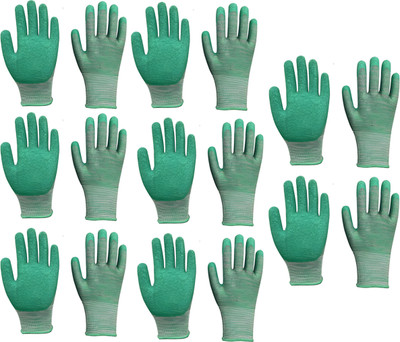 RBGIIT Multipurpose Heavy-Duty Reusable Nitrile Coated Safety Hand Gloves for Men K Riding Gloves(Grey, Green)