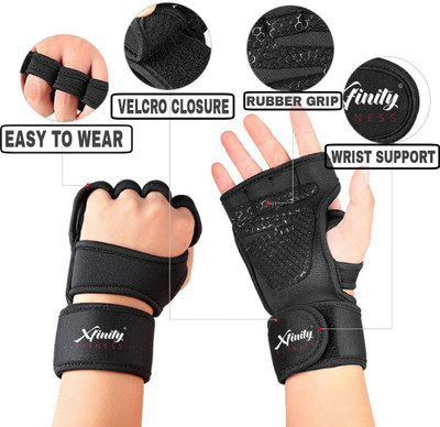 Xfinity Fitness OPEN BACK Gym & Fitness Gloves(Black)