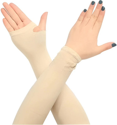 HOUSE OF COMMON Arm Sleeves for Men and Women Sun UV Protection Riding Gloves Driving Gloves(Khaki)