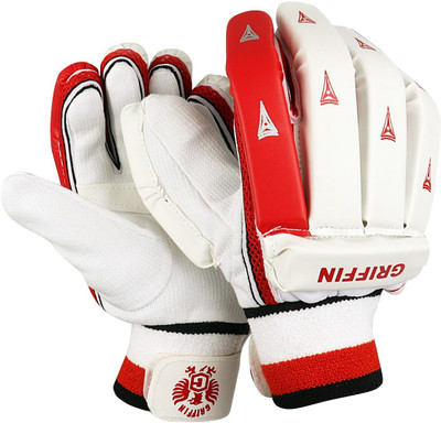 GRIFFIN 2.0 Cricket Batting Gloves, Mens, (PU, White) Batting Gloves(White, Red)
