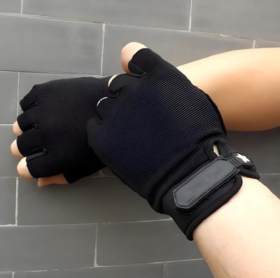 MozFit Half Finger Tactical Gloves Fingerless Cycling Gloves Anti-Slip Breathable Glove Riding Gloves(Black)