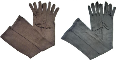 KETKAR Cotton Pollution and Sunburn Sunlight Protection Full Hand Gloves Driving Gloves(Brown|Black)