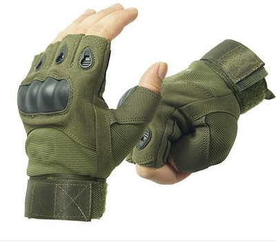 ZARRY Half Finger Tactical Gloves Military Army Shooting Hunting Climbing Cycling Driving Gloves(Green)