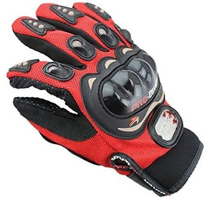 Raavi creations Bike Riding Gloves Full Finger Touch Screen Sense at thumb and index Shockproof Riding Gloves(Red)