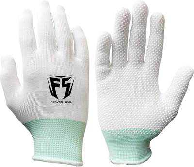 Fervor Spel PVC Dotted (Anti Slip) Gloves Batting Gloves(White)