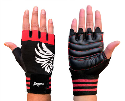 HOUSE OF COMMON Fitness Gym Gloves for Weightlifting, Crossfit, Fitness ( SIDE PANKH ) Gym & Fitness Gloves(Red, Black)