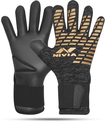 NIVIA ASHTANG-Large-2024 Model Football Goalkeeping Gloves(Black, Gold)