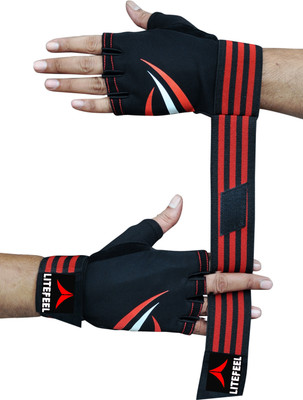 LITE FEEL Gym Hand Glove, Sport glove, Riding Glove, Hand Glove Gym & Fitness Gloves(Red and Black)