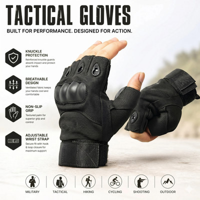 whinsy Half Comfortable Leather Padded Gym Sports Gloves For Men and Women Racing & Gym Riding Gloves(Black)