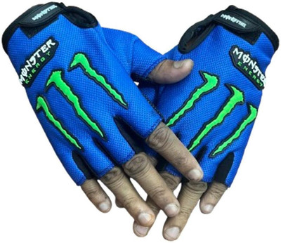 Zonkar Winter Monster Half Finger Racing Biking Driving Gloves Riding Gloves(Blue)