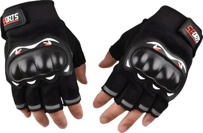 MozFit Hand Gloves For Bike Riding For Men with Half Finger Touch & Protective Gloves Riding Gloves(Black)