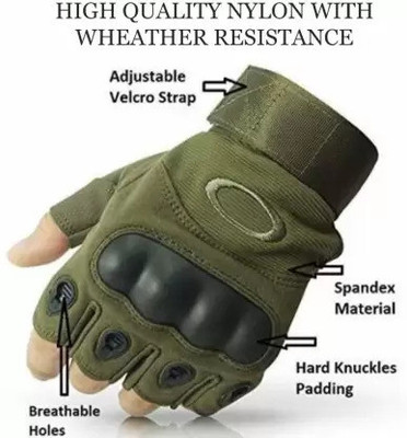 HOC Men's Riding Hand Gloves -Half finger-Army green Riding Gloves(Green)