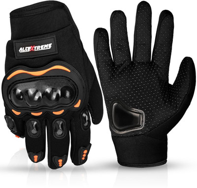 ALLEXTREME Protective Full Finger Gloves Anti-Skid Surface for Bike Riding Gloves(Black,Orange,White)