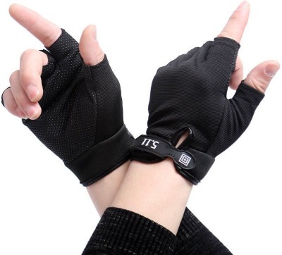 ShopiMoz Half Finger Tactical Microfiber Cycling Gloves Anti-Slip Breathable Bike Sports Gym & Fitness Gloves(Black)