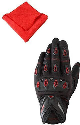 ALLEXTREME Slip Polyster Full Finger Gloves with Microfiber Cleaning Towel for Riding Riding Gloves(Black,Green)