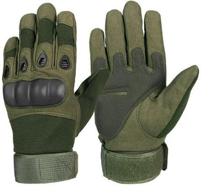 DreamPalace India Full Finger Hard Knuckle Motorcycle Army Shooting Tactical Gloves Riding Gloves(Green)