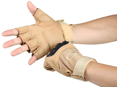 NIRVA Half Finger Tactical Hard Knuckle Ridding Gloves Riding Gloves(Beige)