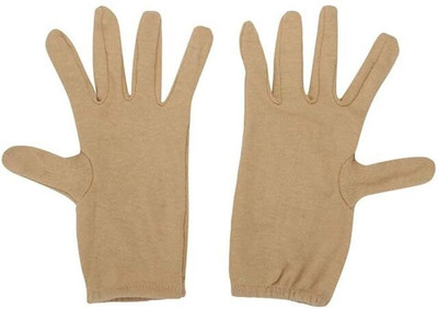 Amalya Soft Cotton Full Hand Gloves Beige Reusable Washable Protective Riding Gloves(BEING)