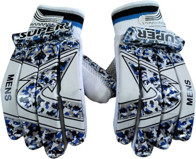 NE NEPTUNE Cricket Lightweight Leather Grip Batting Gloves Batting Gloves (White, Blue) Batting Gloves(white-Blue)