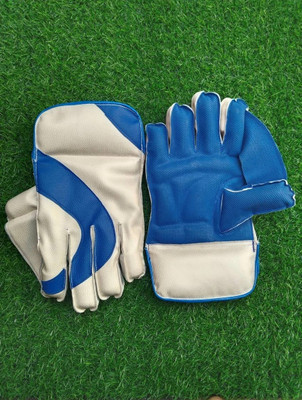 AZAD SPORTS GALLERY WEEKET-KEEPING GLOVES, CATCH WITH PERFECTION Wicket Keeping Gloves(White, Blue)