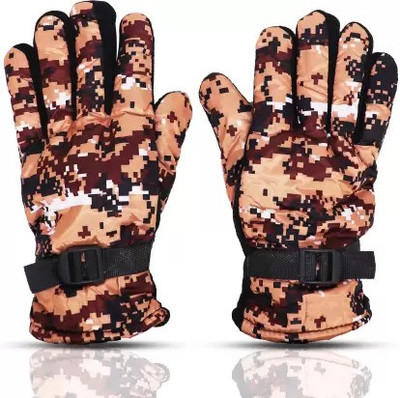 DreamPalace India Checkered Winter Gloves for Men & Women Riding Gloves(Brown)