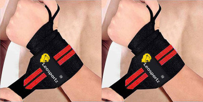 Leosportz 2 PAIR Workout Gloves with Wrist Support for Gym Workouts, Pull Ups Gym & Fitness Gloves(Red)