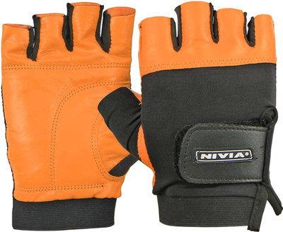 NIVIA Leather Gym & Fitness Gloves(Orange)